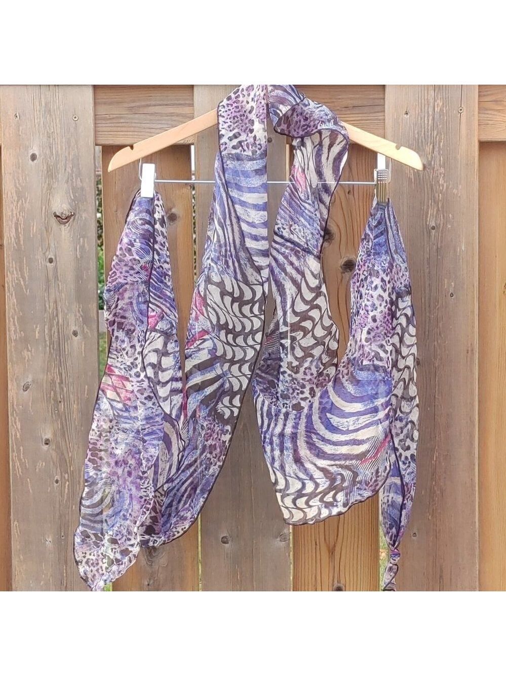 Beautiful Women's Scarf Flowy Animal Print Zebra Butterfly Scalloped edges